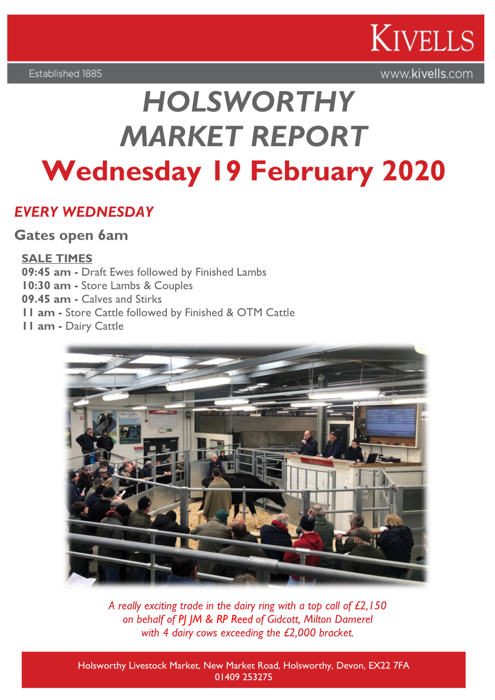 HOLSWORTHY MARKET REPORT Wednesday 19 February 2020