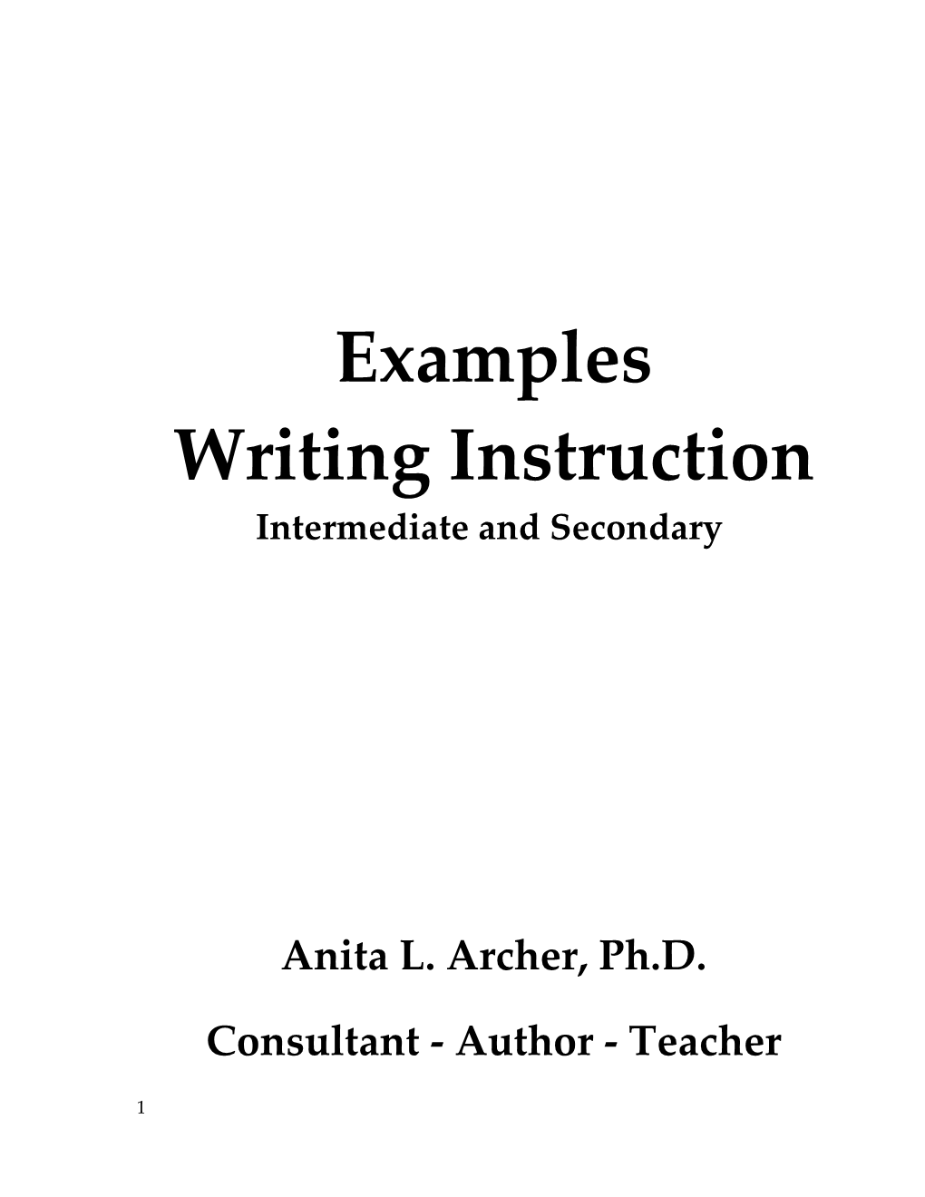 Writing Instruction