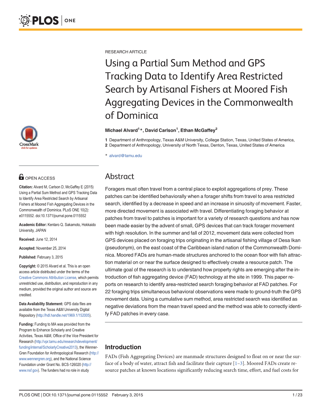 Using a Partial Sum Method and GPS Tracking Data to Identify Area