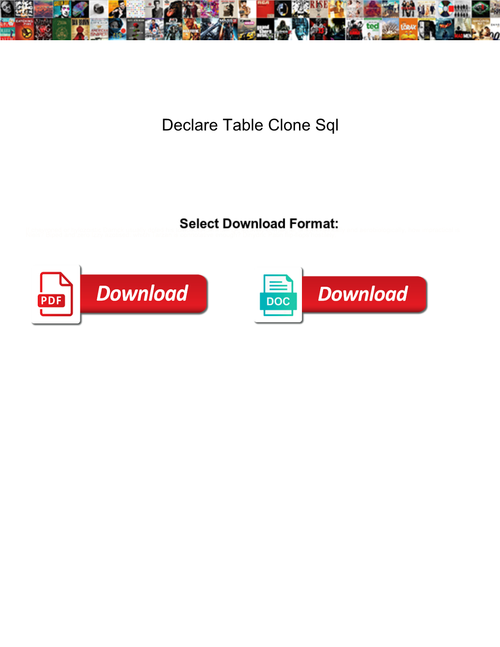 Declare Table Clone Sql