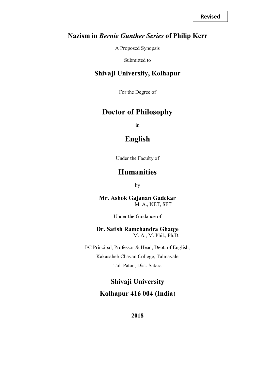 Doctor of Philosophy English Humanities