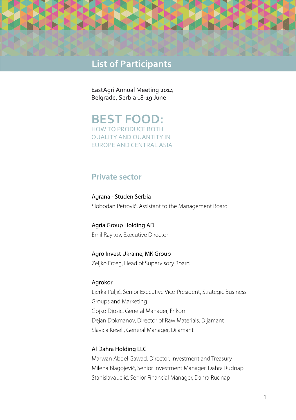 Best Food: How to Produce Both Quality and Quantity in Europe and Central Asia