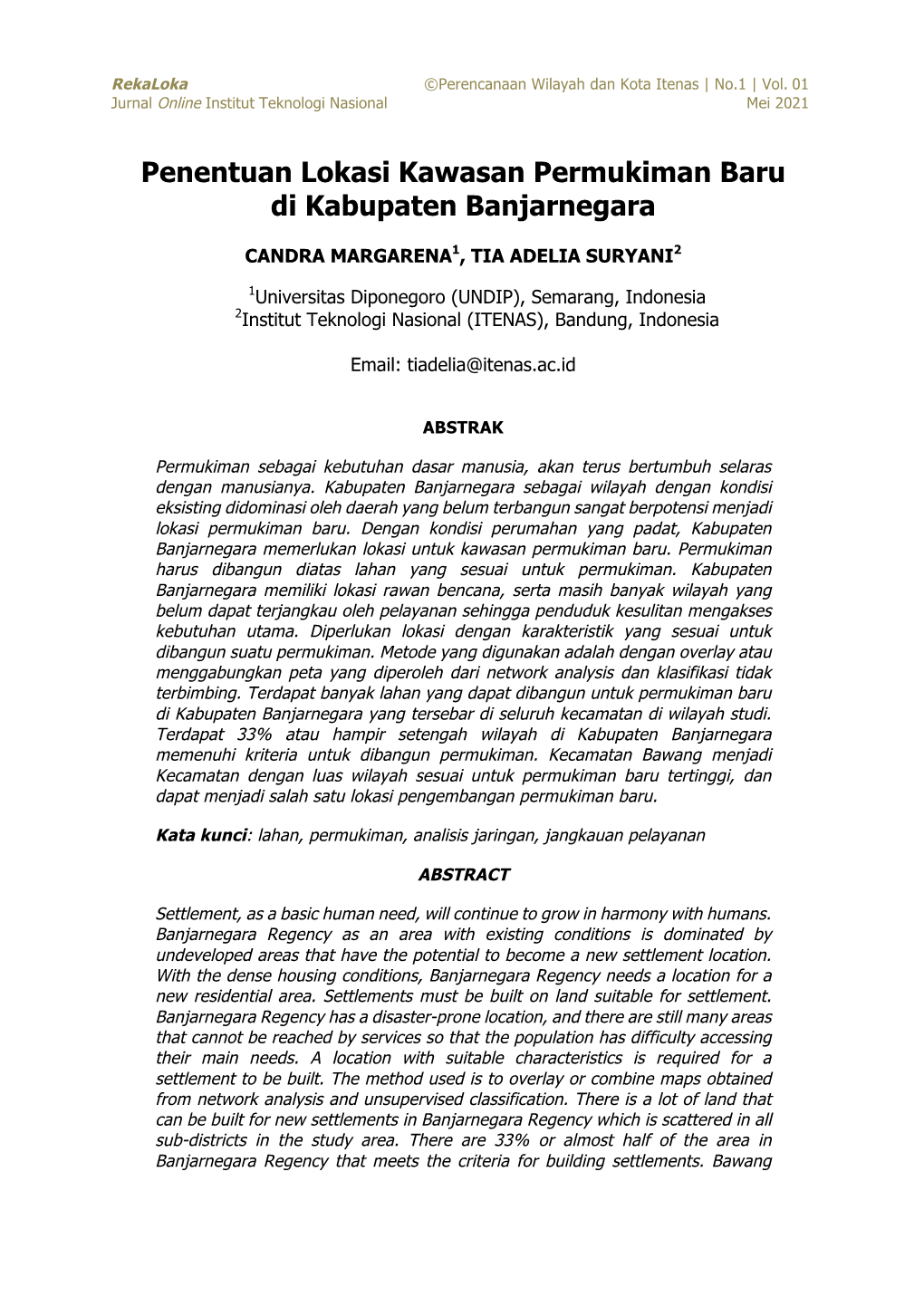 Penentuan Lokasi Kawasan Permukiman Baru Di Kabupaten Banjarnegara