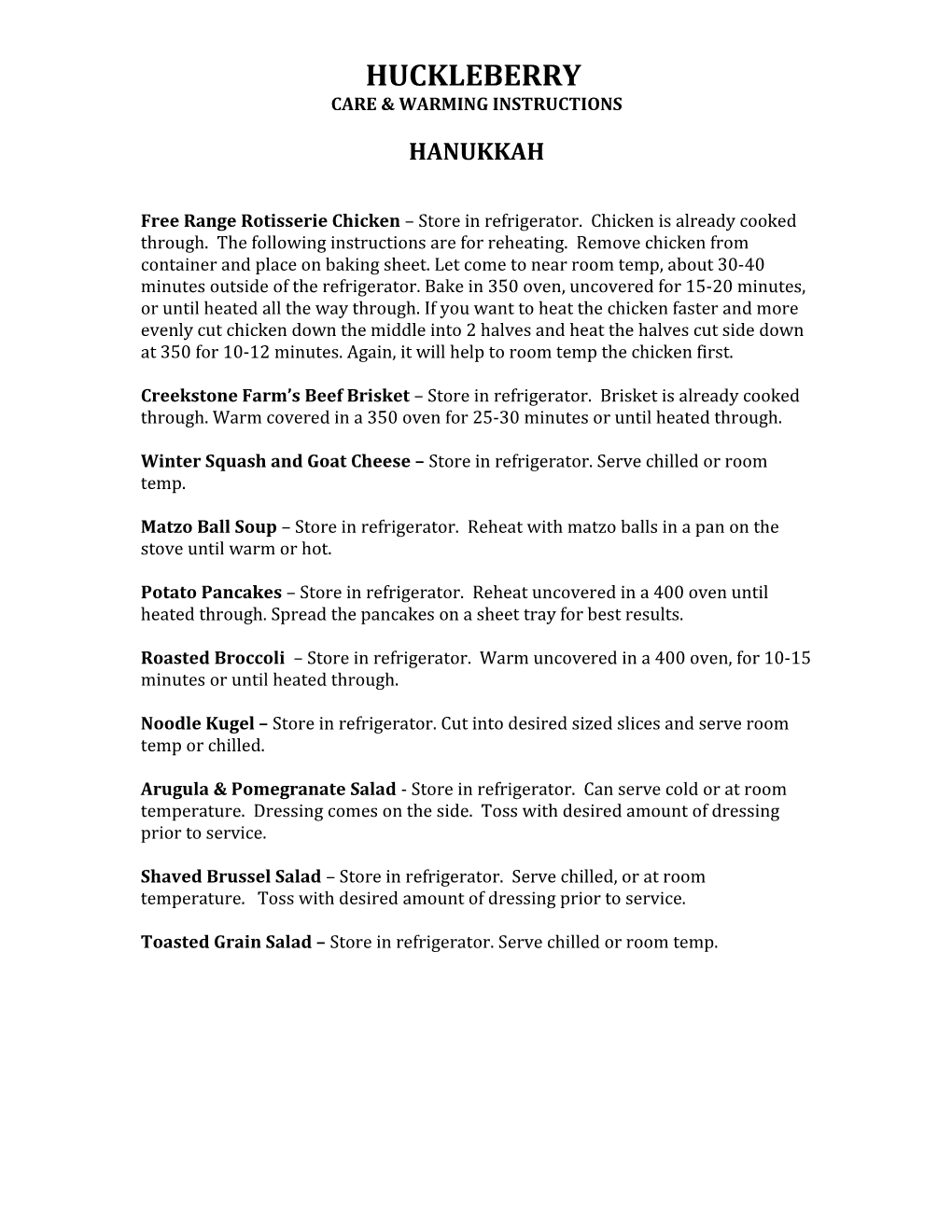 Care & Warming Instructions