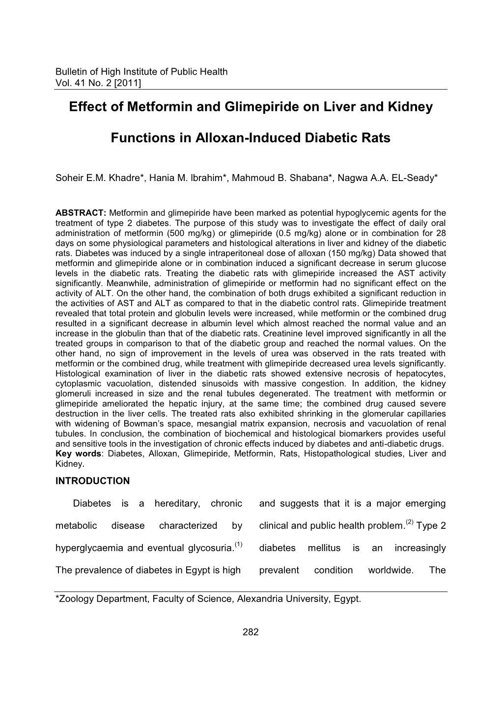 Effect of Metformin and Glimepiride on Liver and Kidney Function In