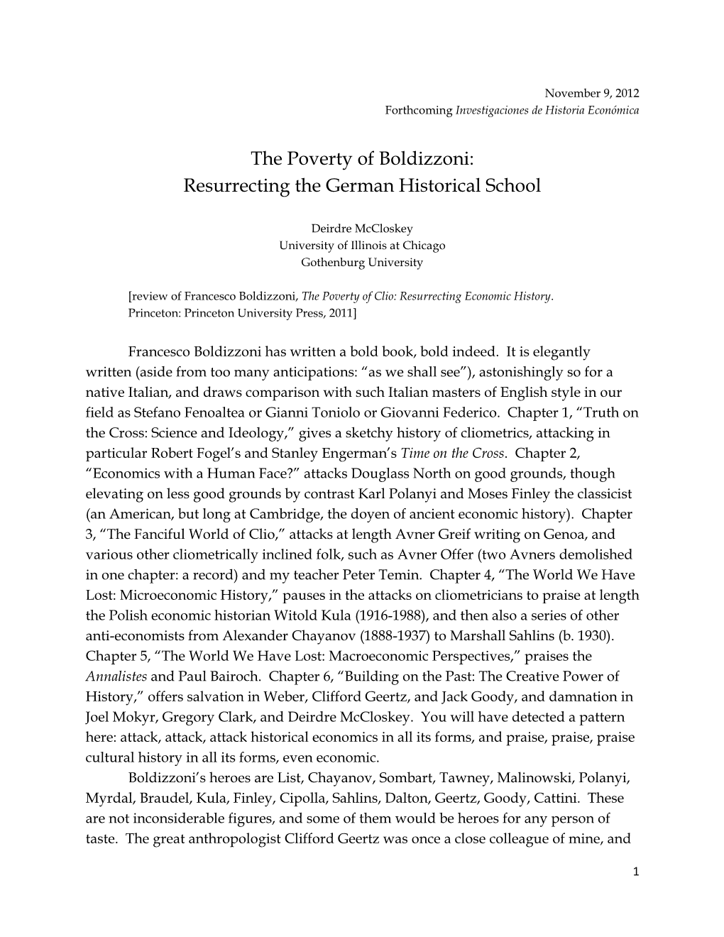 The Poverty of Boldizzoni: Resurrecting the German Historical School