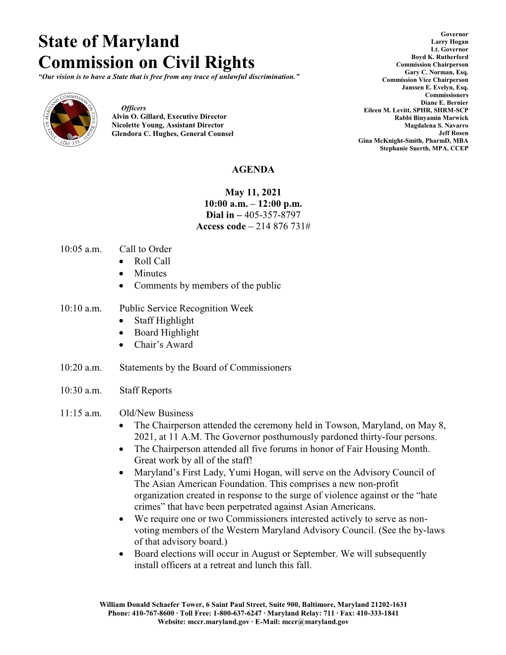 State of Maryland Commission on Civil Rights