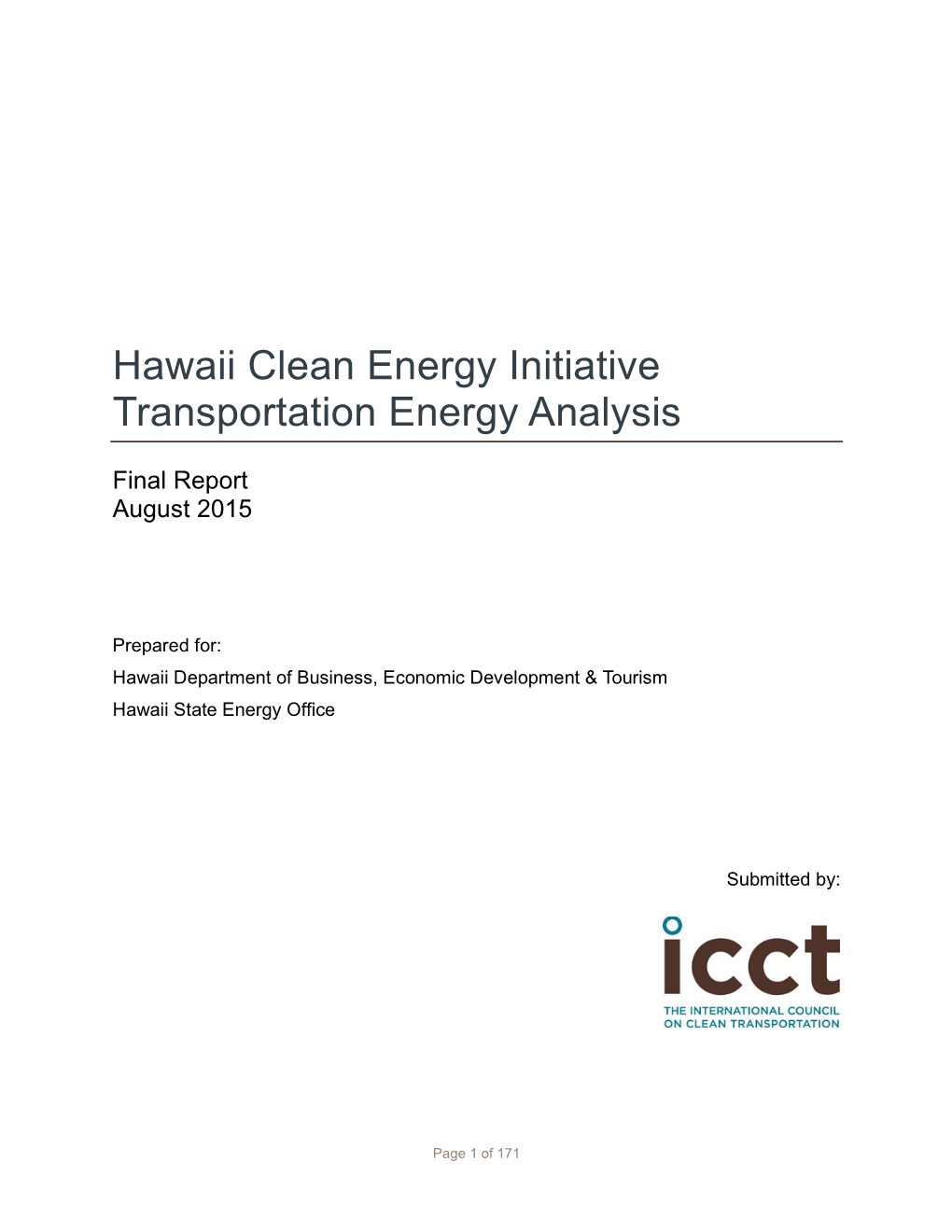 Hawaii Clean Energy Initiative Transportation Energy Analysis
