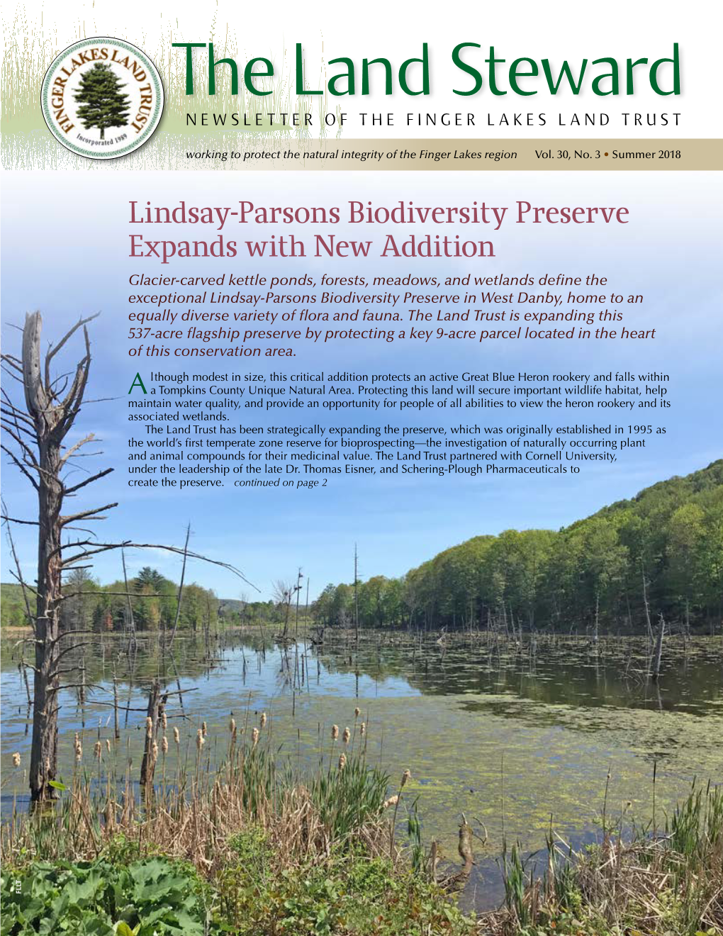 The Land Steward NEWSLETTER of the FINGER LAKES LAND TRUST