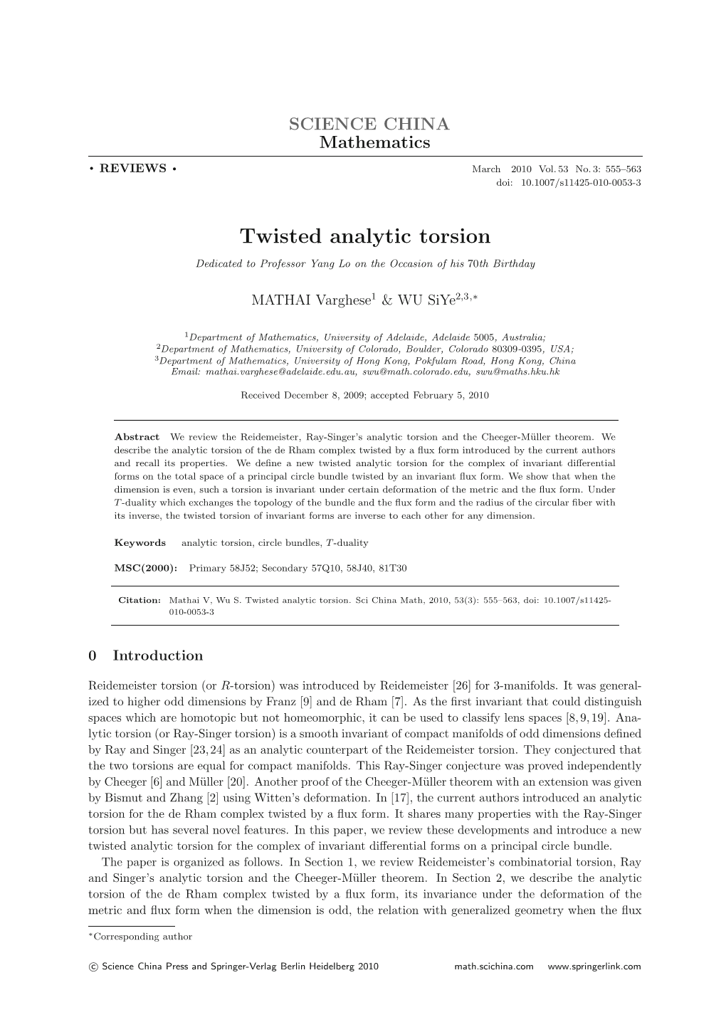 Twisted Analytic Torsion