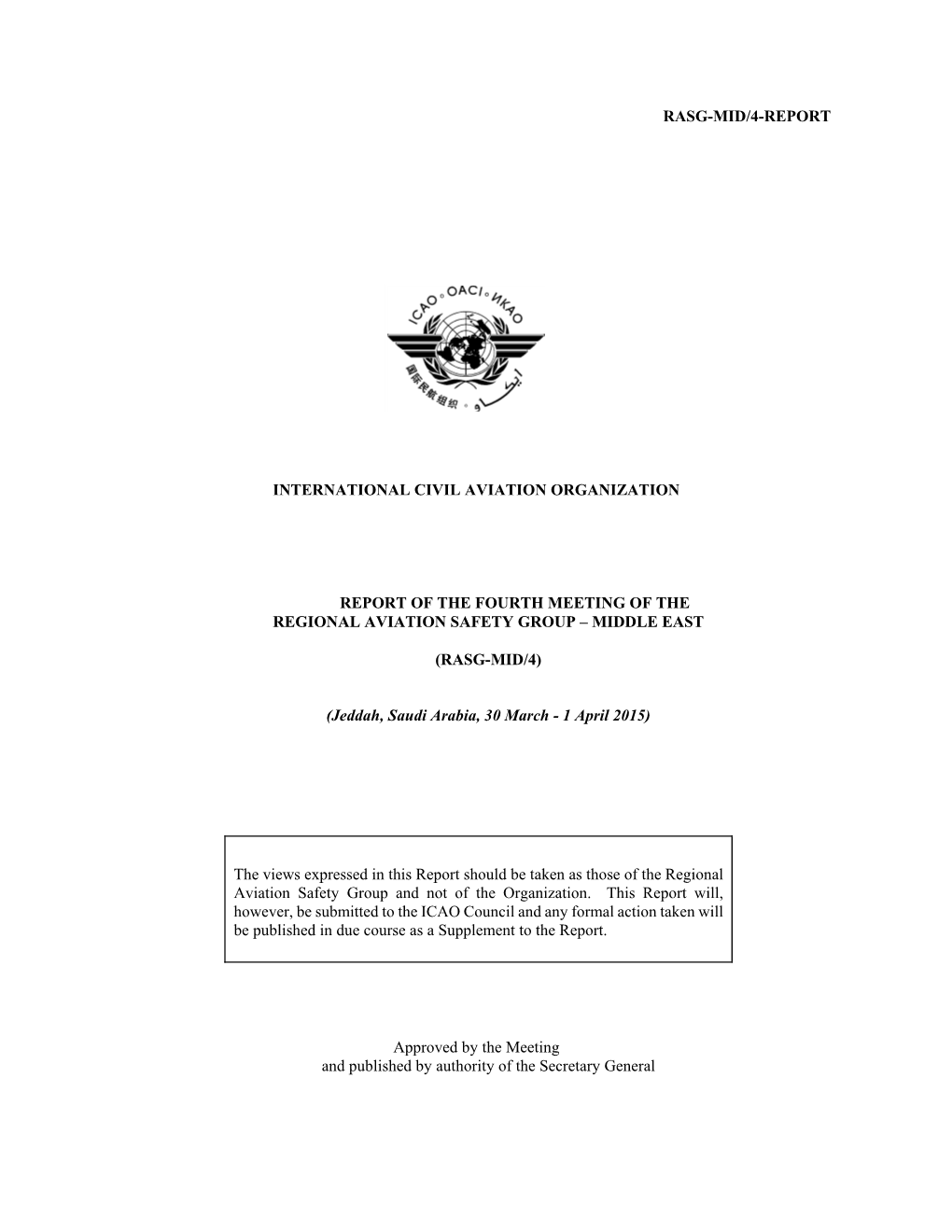 Rasg-Mid/4-Report International Civil Aviation