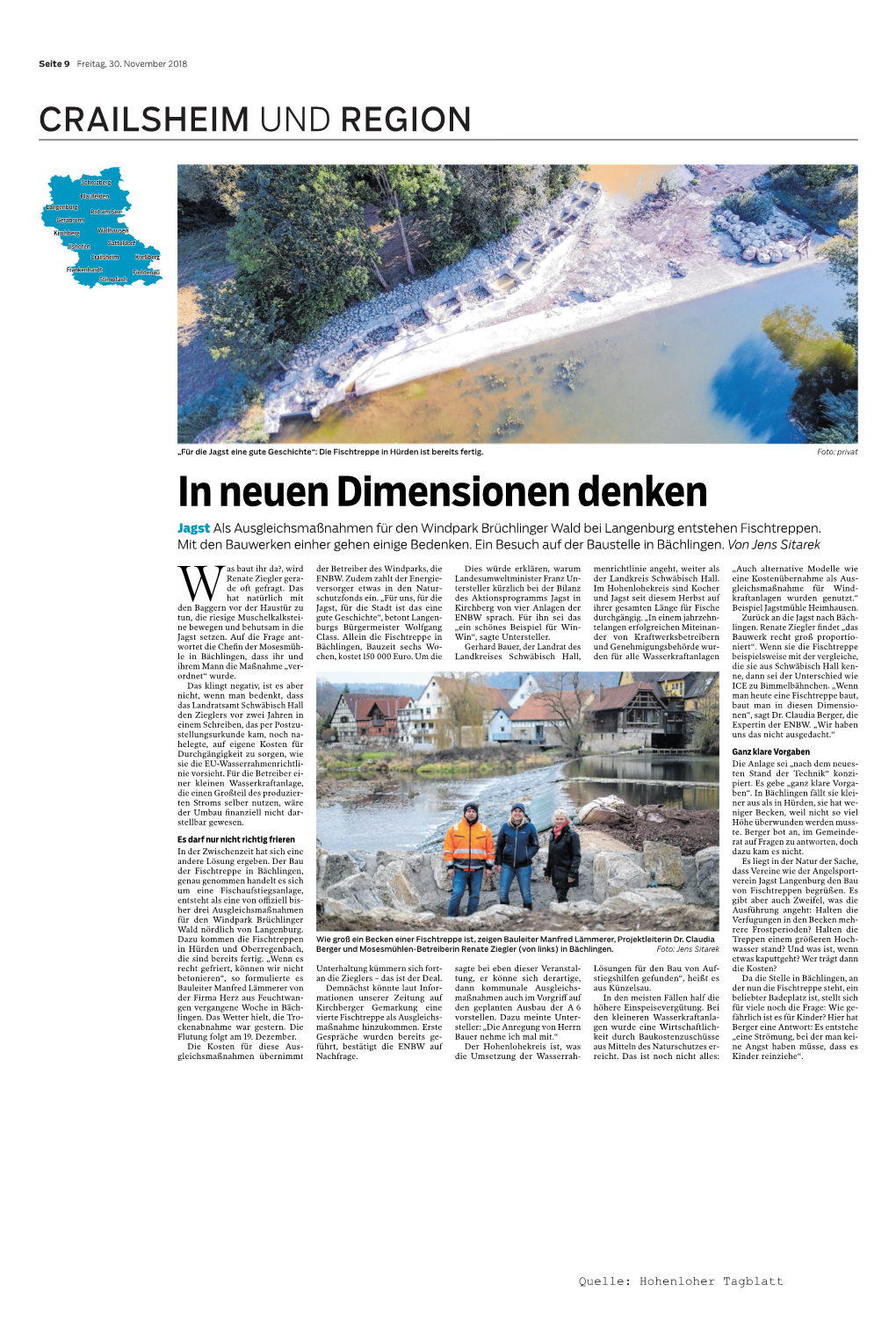 In Neuen Dimensionen Denken Jagst Als Ausgleichsmaßnahmen Für Den Windpark Brüchlinger Wald Bei Langenburg Entstehen Fischtreppen