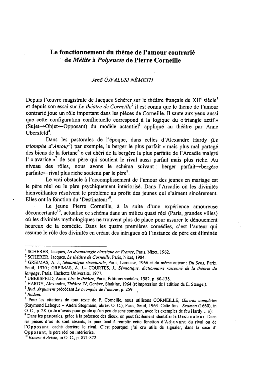 Le Fonctionnement Du Théme De L'amour Contrarié De Llfélite Á Polyeucte De Pierre Corneille