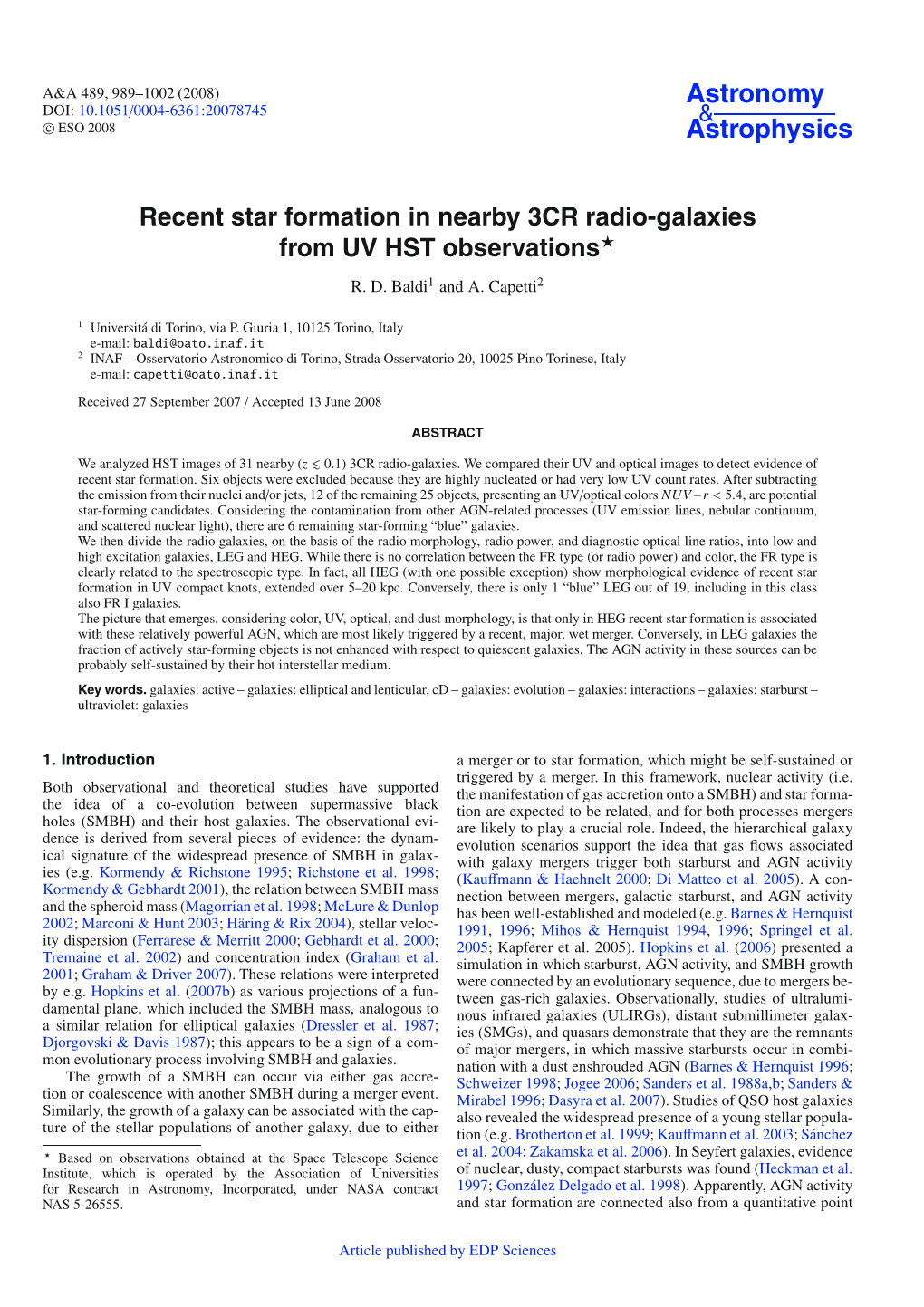 Recent Star Formation in Nearby 3CR Radio-Galaxies from UV HST Observations