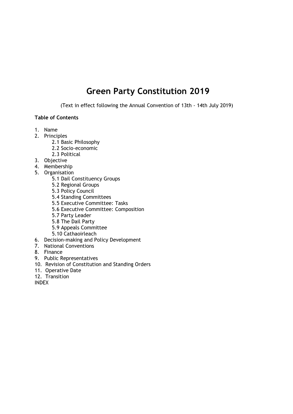 Green Party Constitution 2019