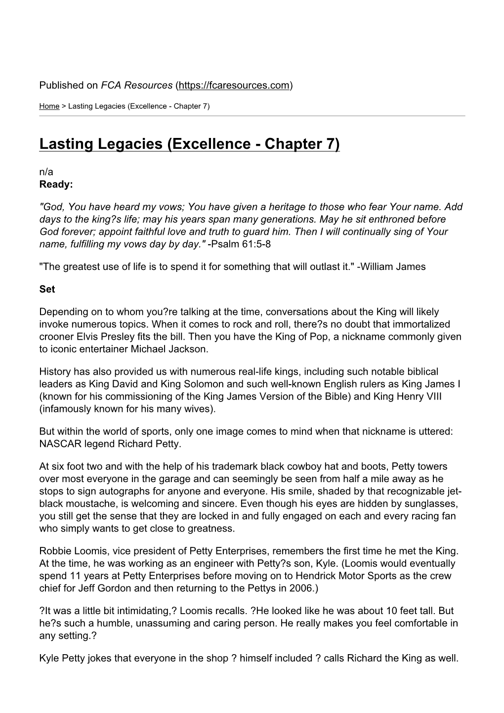 Lasting Legacies (Excellence - Chapter 7)
