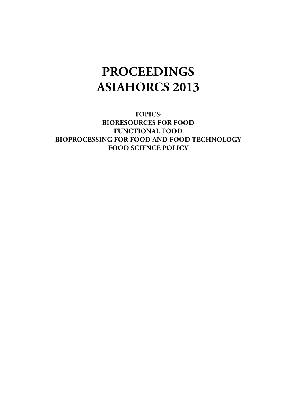 Proceedings Asiahorcs 2013