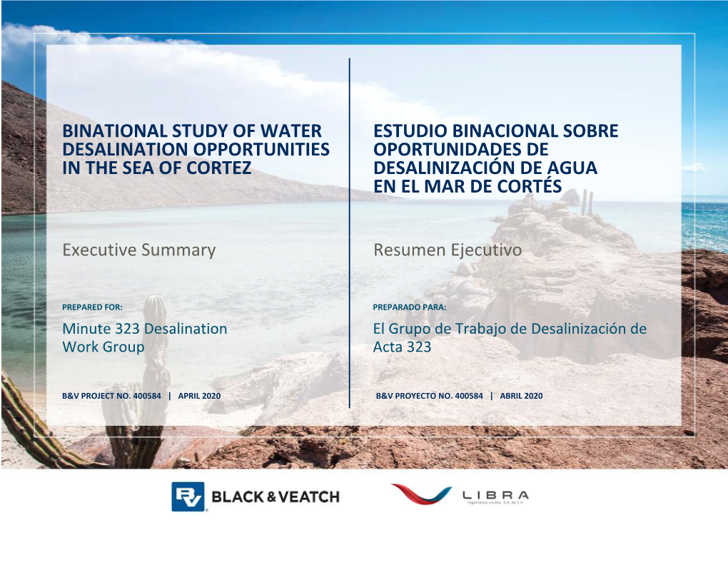 Binational Study of Water Desalination Opportunities in the Sea of Cortez Estudio Binacional Sobre Oportunidades De Desalinización De Agua En El Mar De Cortés