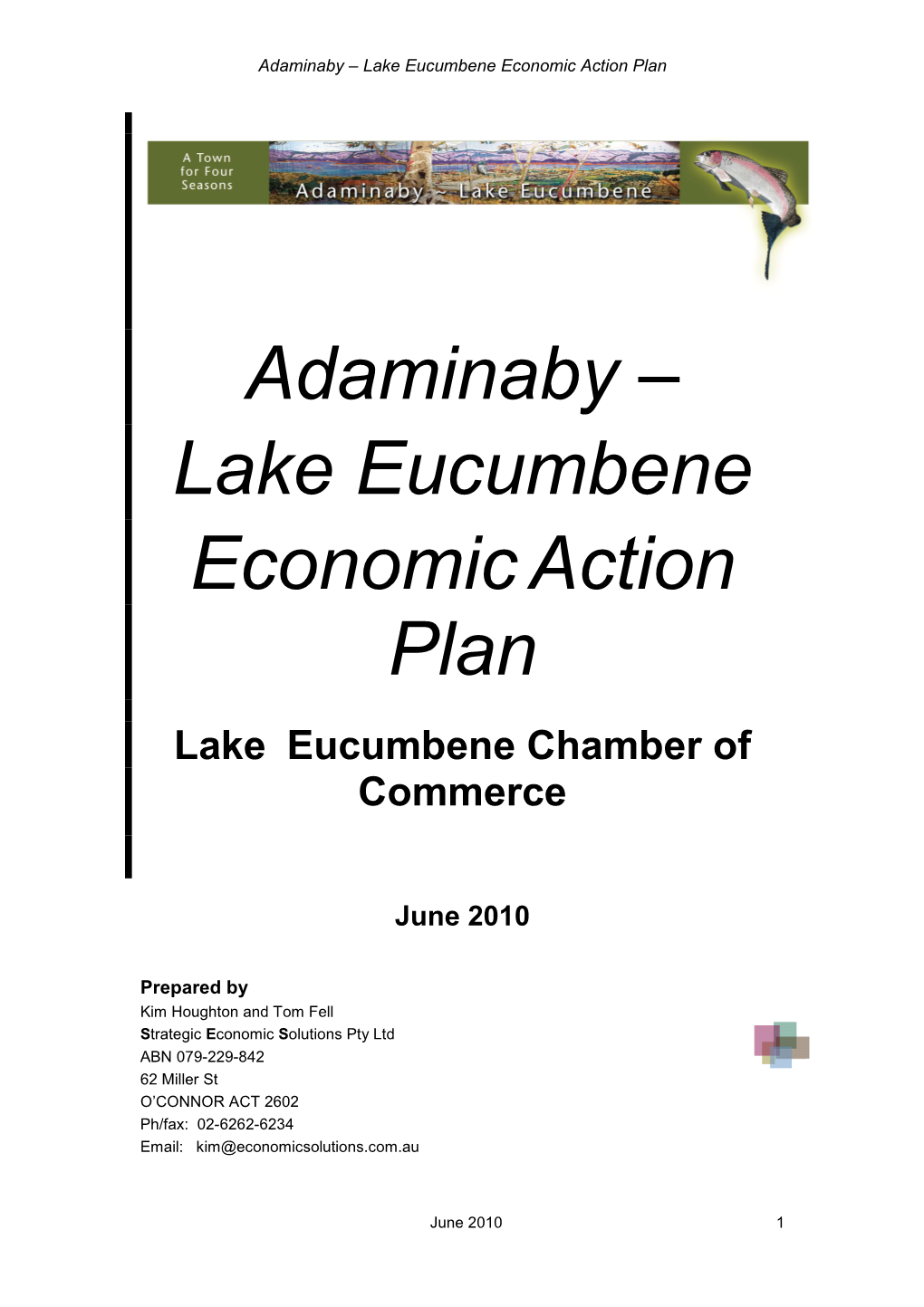 Adaminaby – Lake Eucumbene Economicaction Plan