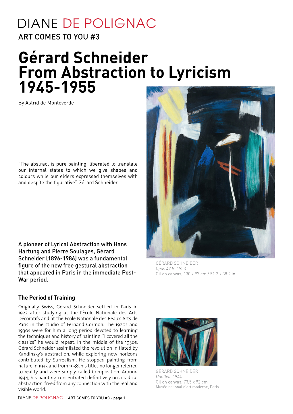 Gérard Schneider from Abstraction to Lyricism 1945-1955 by Astrid De Monteverde