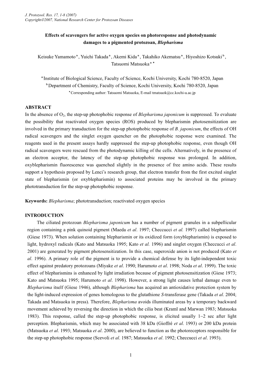 1 Effects of Scavengers for Active Oxygen Species on Photoresponse