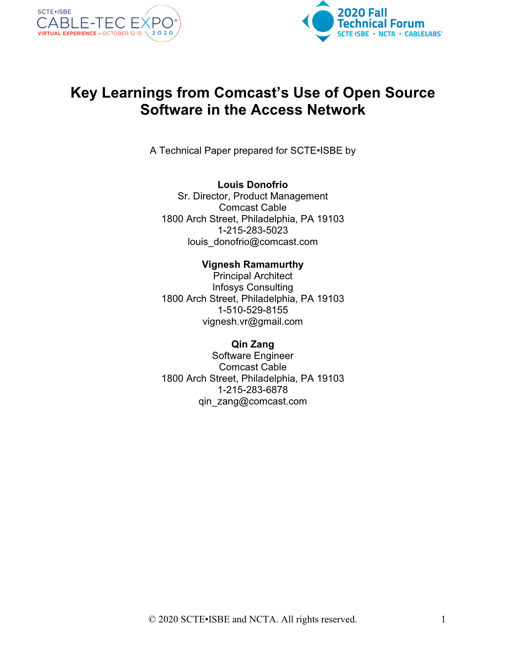 Key Learnings from Comcast's Use of Open Source Software in The