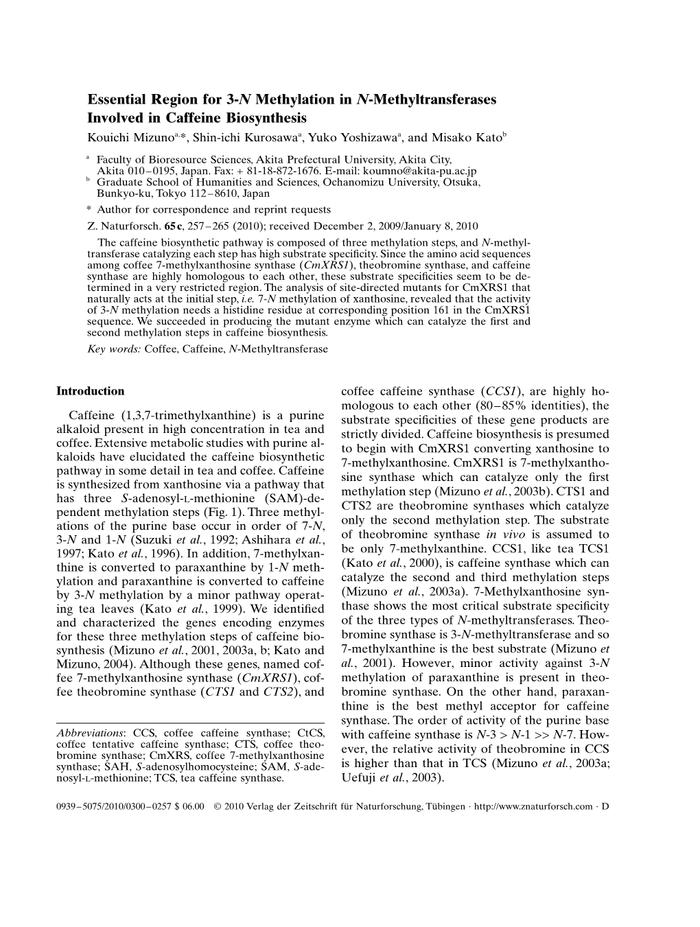 Essential Region for 3-N Methylation in N-Methyltransferases Involved In