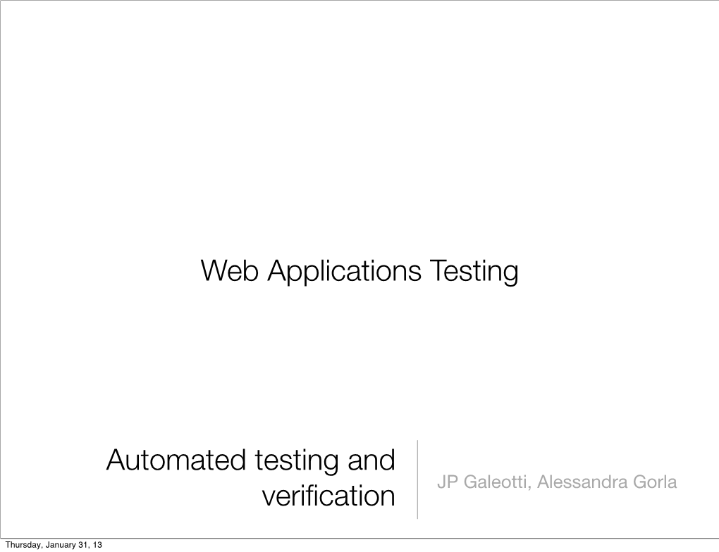 Automated Testing and Verification Web Applications Testing