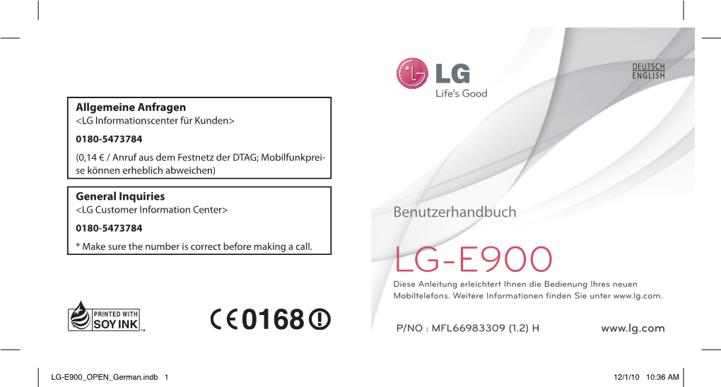 Bedienungsanleitung LG E900 Optimus 7