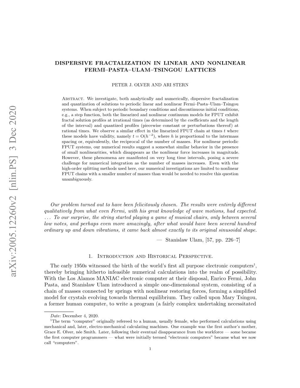 Dispersive Fractalization in Linear and Nonlinear Fermi-Pasta-Ulam