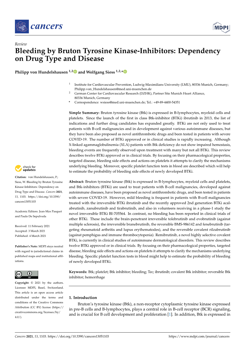 Bleeding by Bruton Tyrosine Kinase-Inhibitors: Dependency on Drug Type and Disease