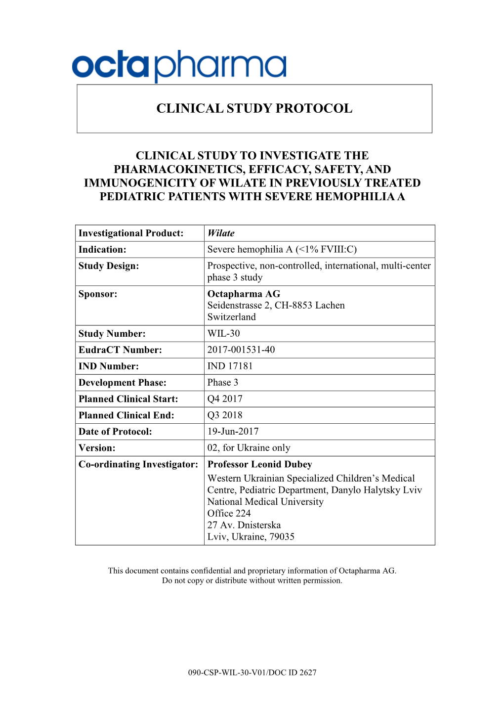 Clinical Study Protocol