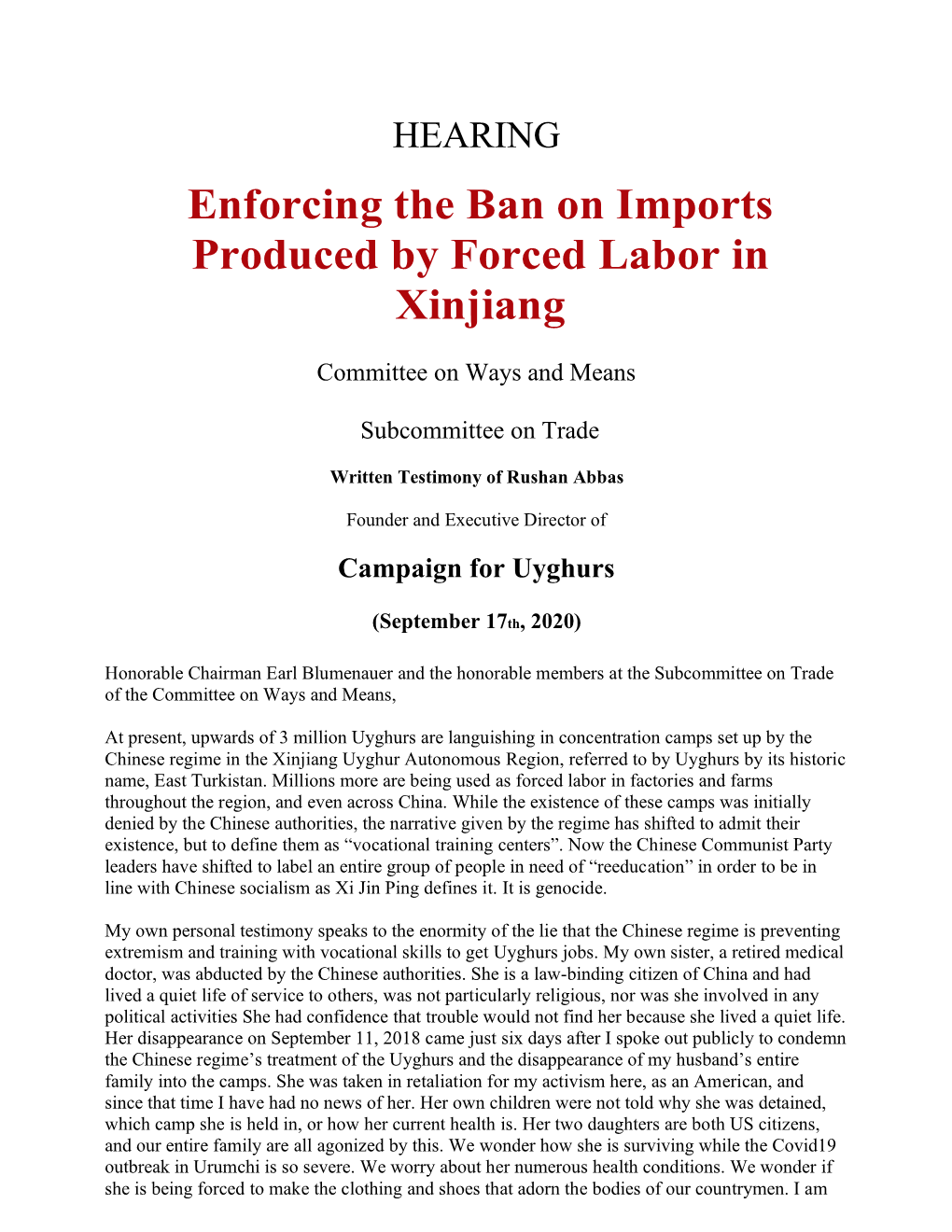 Enforcing the Ban on Imports Produced by Forced Labor in Xinjiang