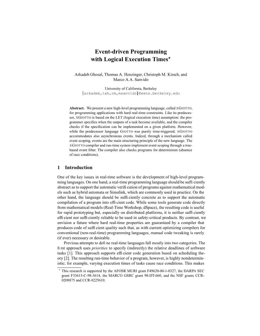 Event-Driven Programming with Logical Execution Times