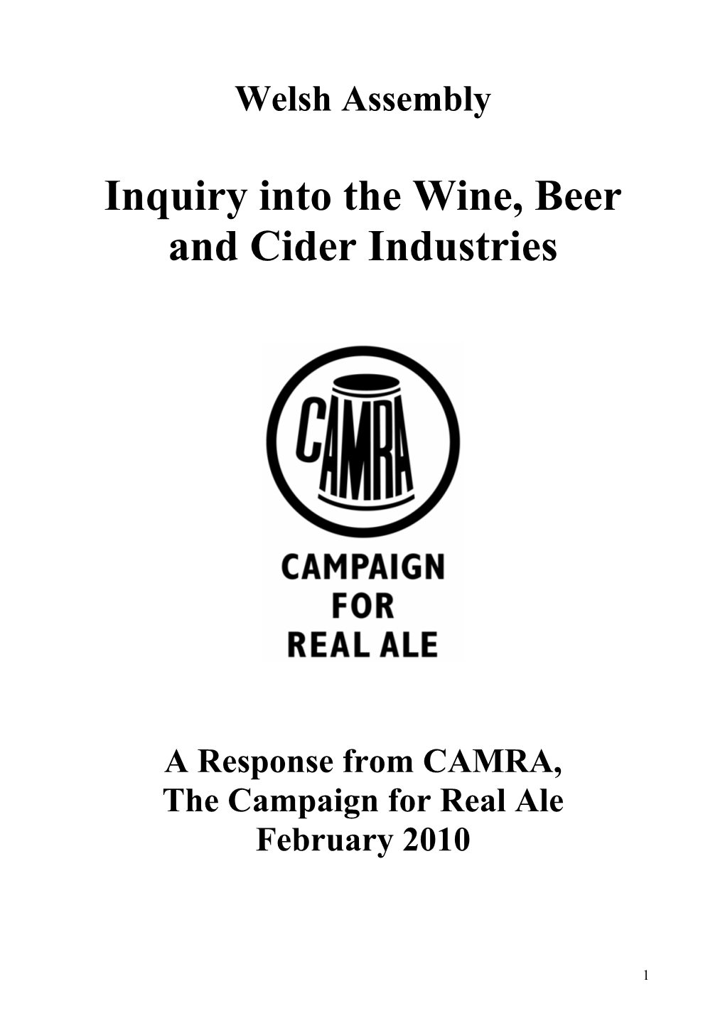 Inquiry Into the Wine, Beer and Cider Industries