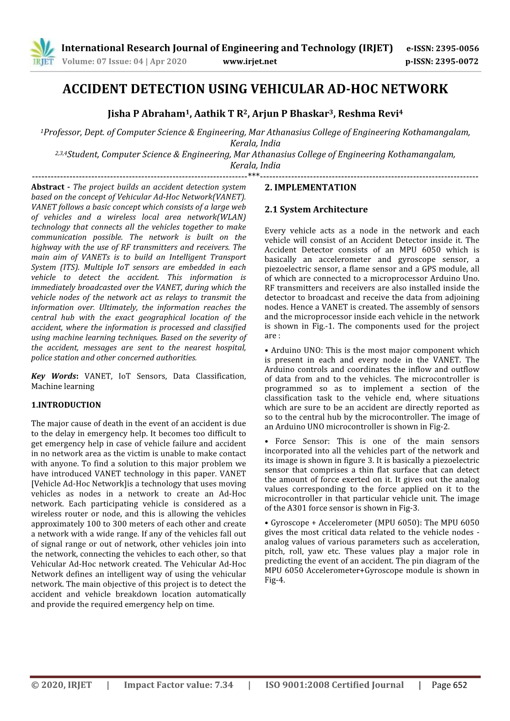 Accident Detection Using Vehicular Ad-Hoc Network