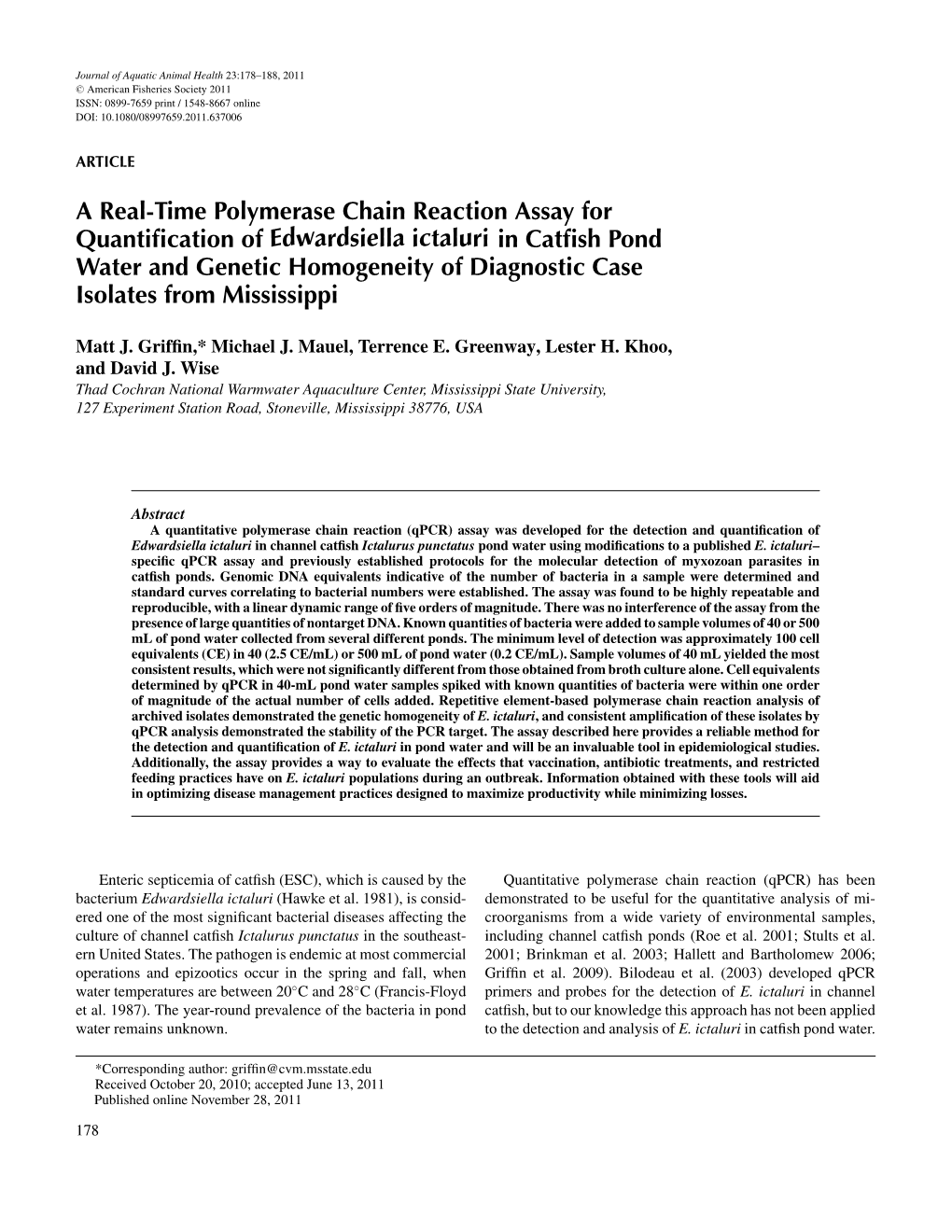 A Real-Time Polymerase Chain Reaction Assay for Quantification Of