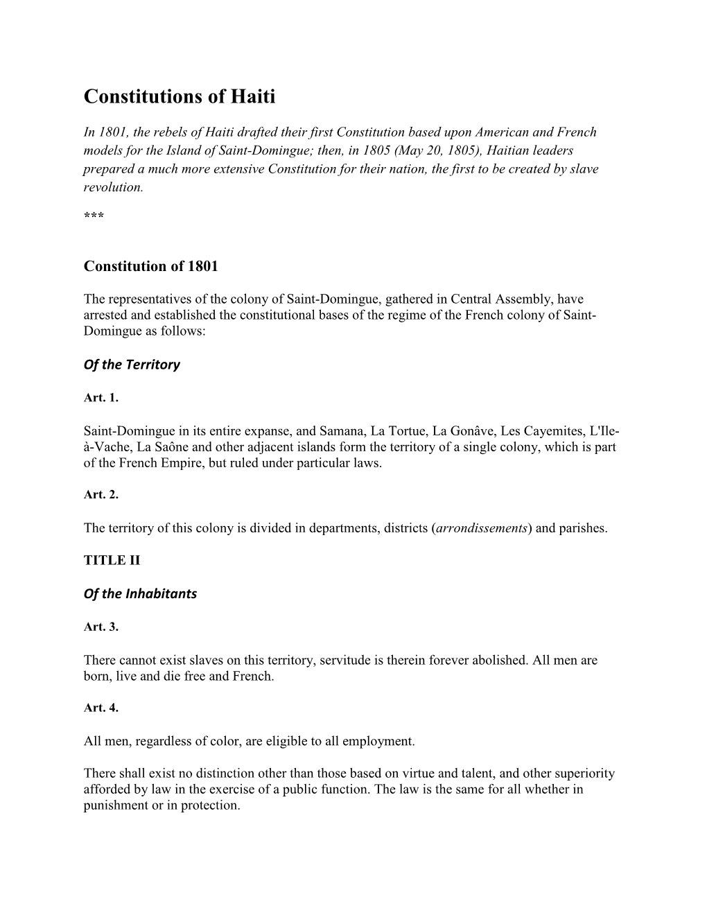 Constitutions of Haiti