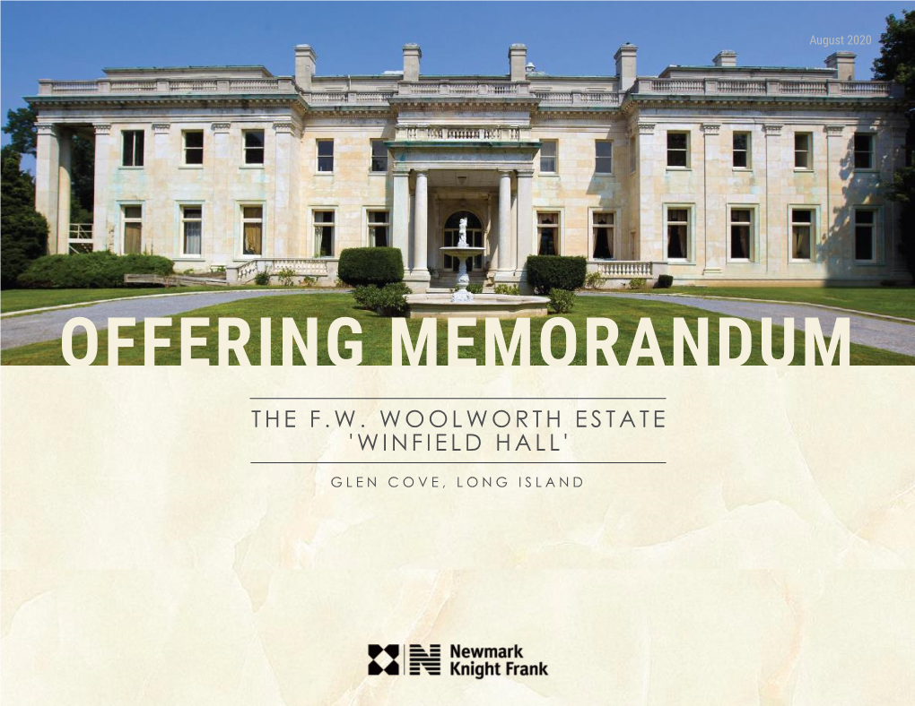 The Fw Woolworth Estate 'Winfield Hall'