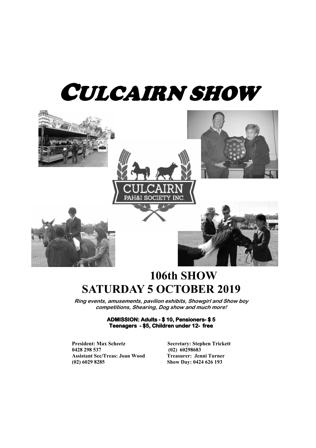 Culcairn Show Shedule 2019 2 Single Page