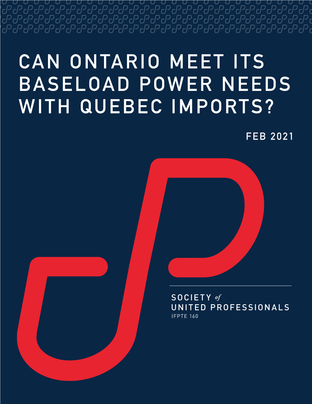 Can Ontario Meet Its Baseload Power Needs with Quebec Imports?