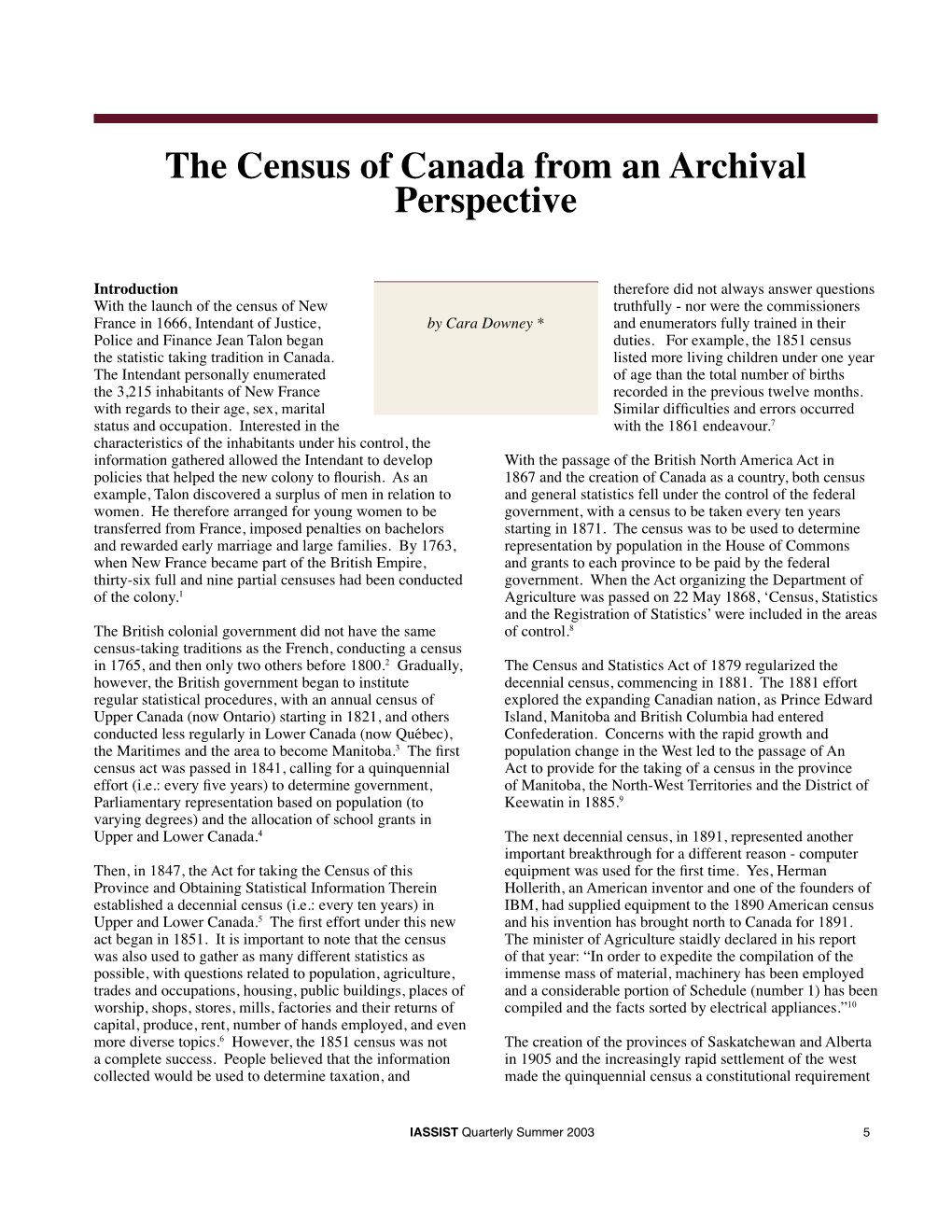 The Census of Canada from an Archival Perspective