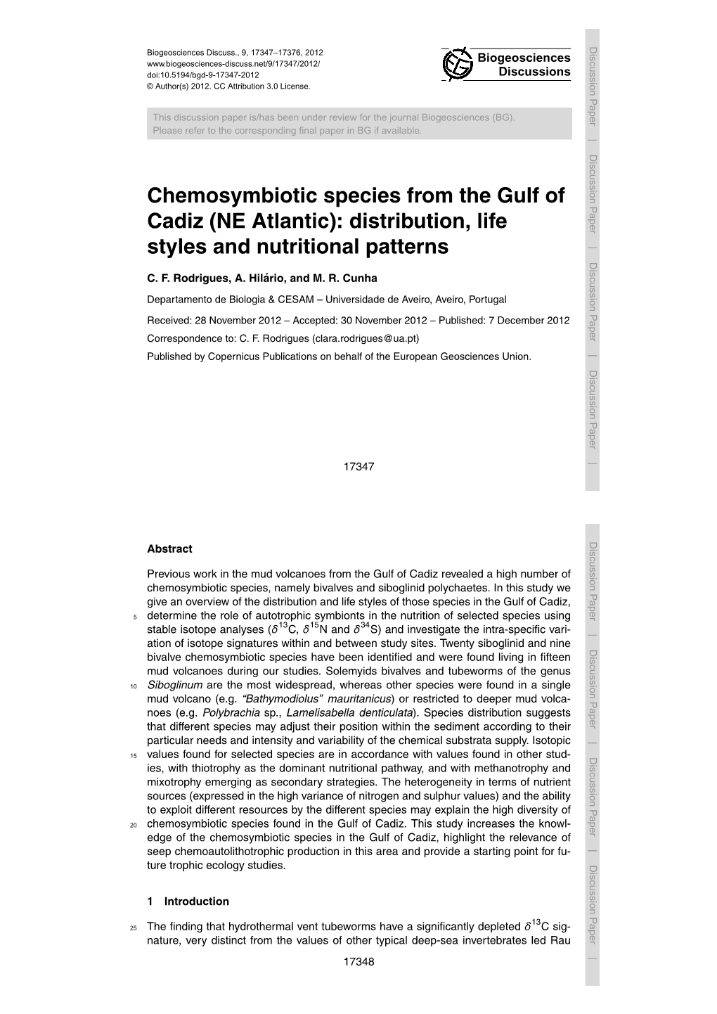 Chemosymbiotic Species from the Gulf of Cadiz