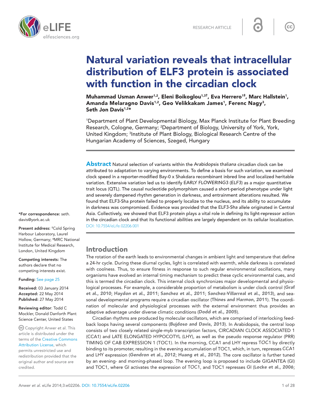 Natural Variation Reveals That Intracellular Distribution Of