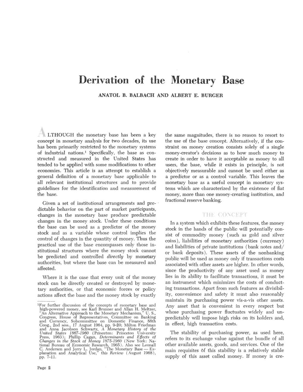 Derivation of the Monetary Base