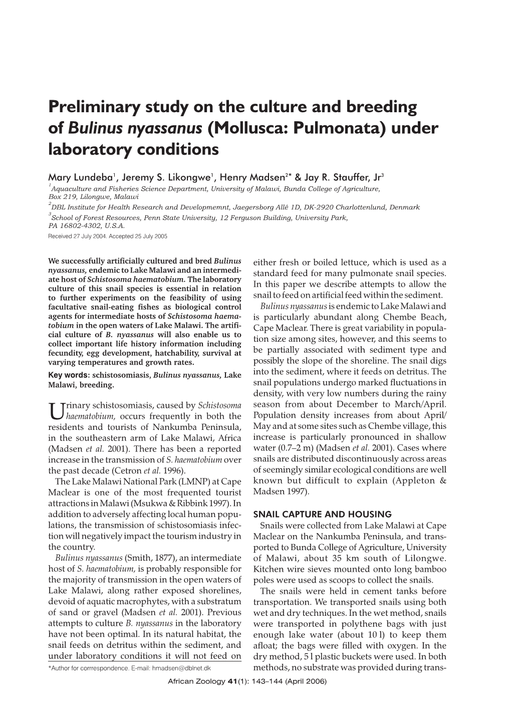 (Mollusca: Pulmonata) Under Laboratory Conditions