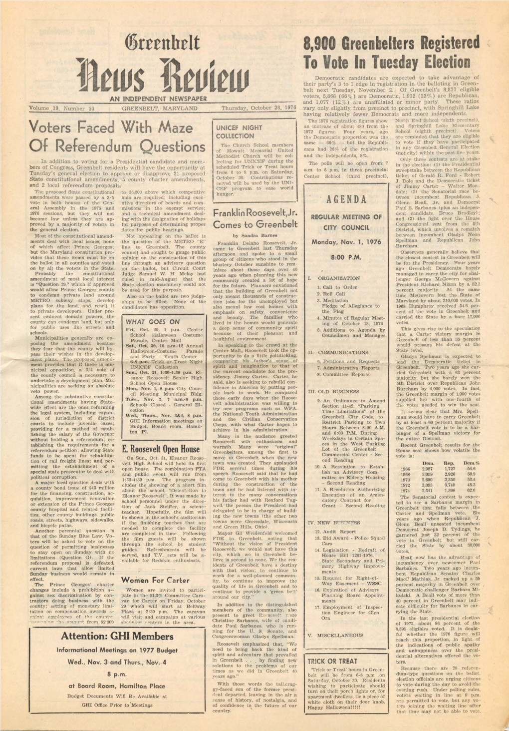 Spellman and Republican John Ments Deal with Local Issues, None the Question of the METRO "E" Franklin Delano Roosevelt, Jr