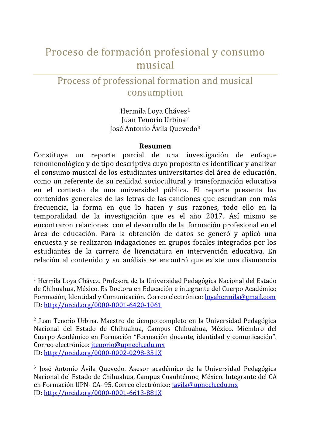 Proceso De Formacio N Profesional Y Consumo Musical Process of Professional Formation and Musical Consumption