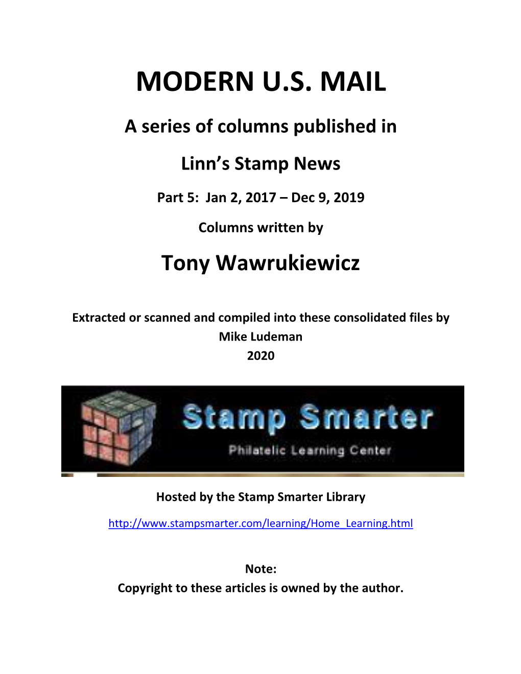 MODERN U.S. MAIL a Series of Columns Published in Linn’S Stamp News