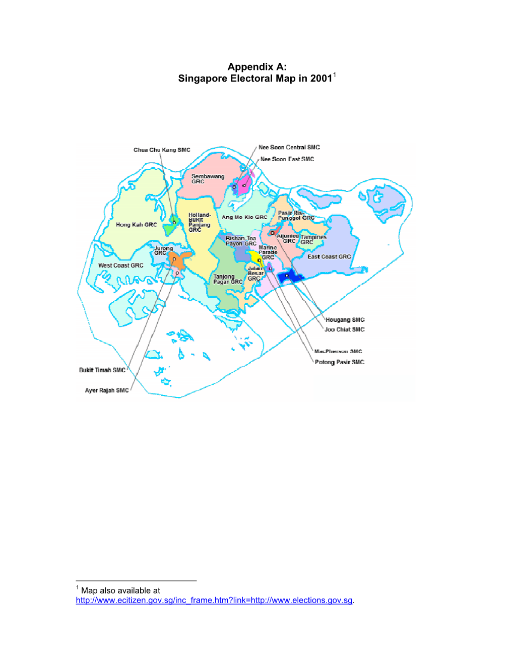 Appendix A: Singapore Electoral Map in 20011